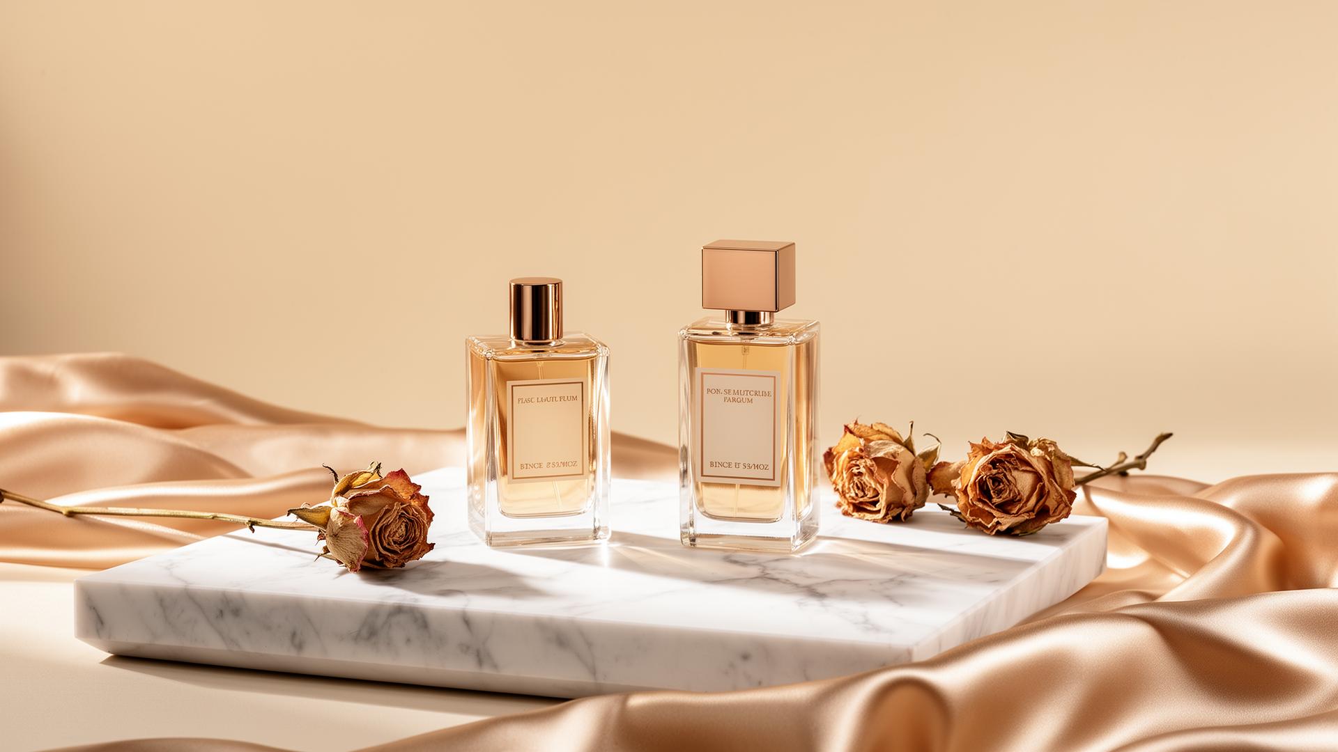 Elegante Pheromonparfum-Flakons auf Marmor